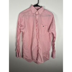 Vineyard Vines Shirt Men Med Pink Check Gingham Slim Fit Tucker Preppy Coastal